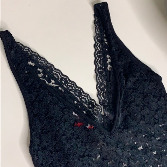 Lace Guess Los Angeles Red Tab Black Lace Bodysuit women’s xs - Picture 6 of 8